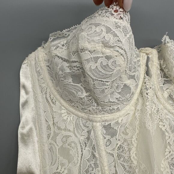 Vtg 90s Oscar De La Renta White Lace Corset Bustier Bra Coquette 36B Union Made - Picture 2 of 11